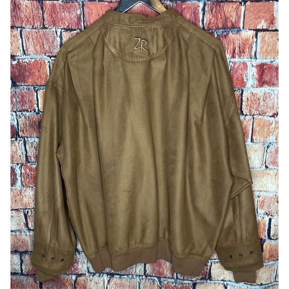 Zero Restriction ZR Men’s Large Brown Microsuede Golf Sweater Pullover Jacket - Picture 2 of 5